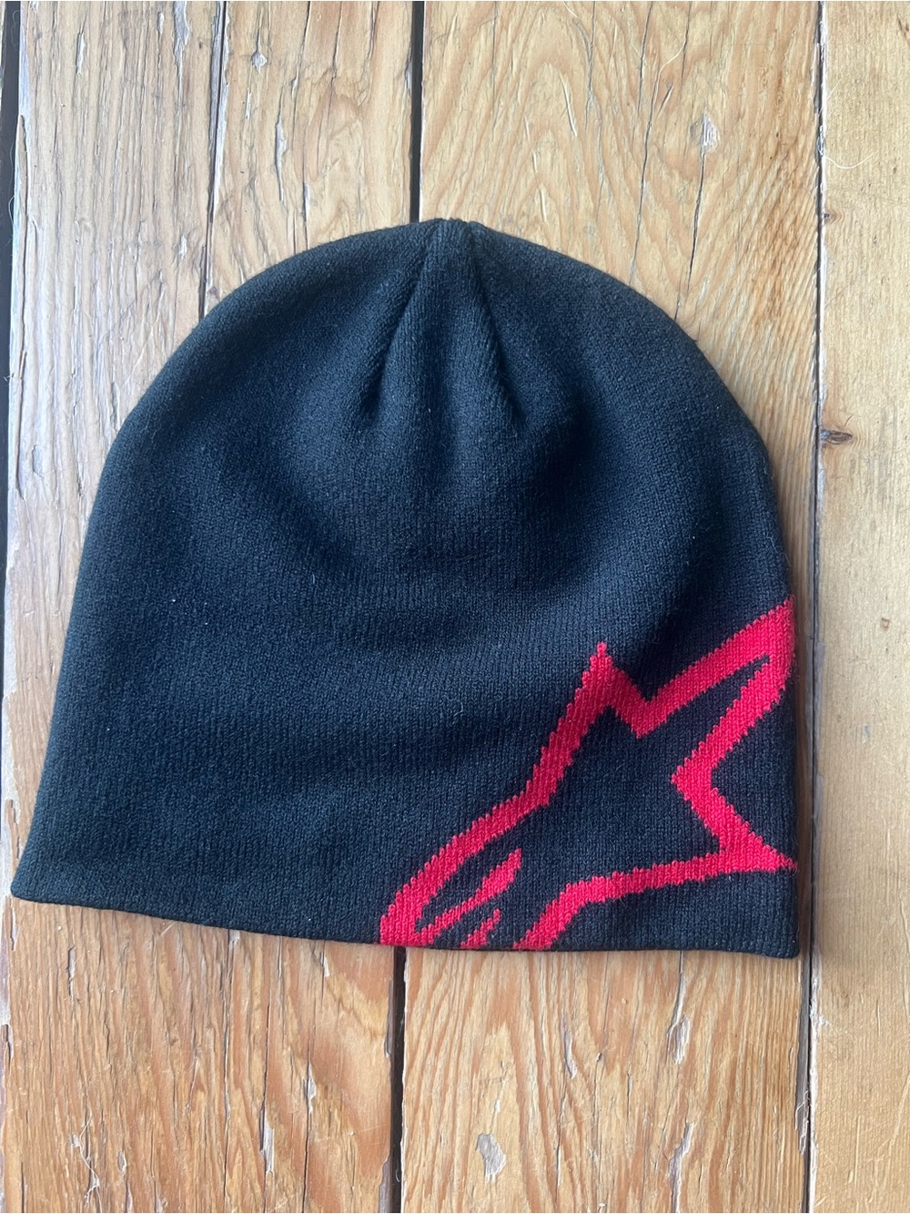 Alpinestars Black Beanie with Pink Star Logo